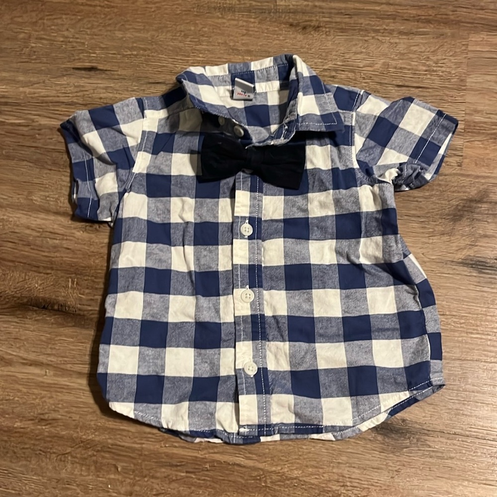 Boy Gingham Shirt with Bow Tie